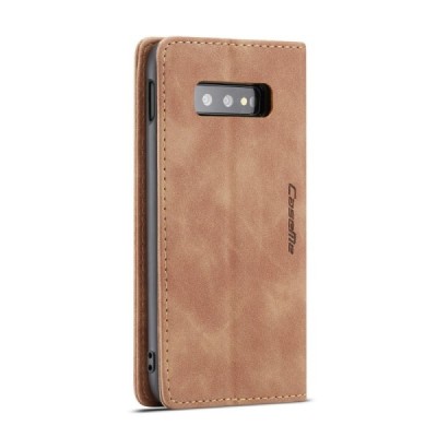 Samsung Galaxy S10e CaseMe Retro solīds atvēramais ādas gaiši brūns maciņš - maks | Vacins.lv