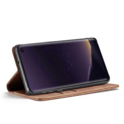 Samsung Galaxy S10e CaseMe Retro solīds atvēramais ādas gaiši brūns maciņš - maks | Vacins.lv