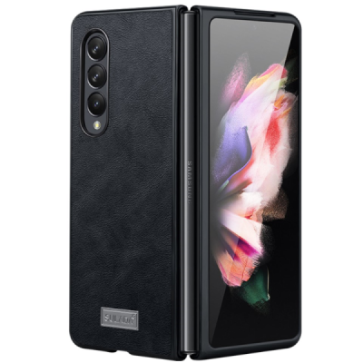 „Sulada“ Leather Kickstand Samsung Galaxy Fold3 melns ādas apvalks | Vacins.lv