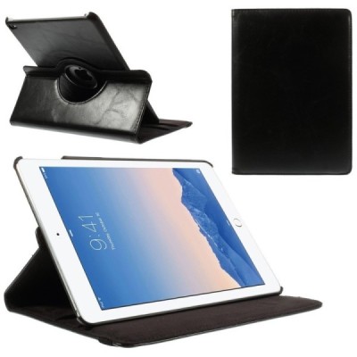 Apple iPad Air 2 solidus atverčiamas juodas odinis dėklas (360°) - stovas / Priedai.lt