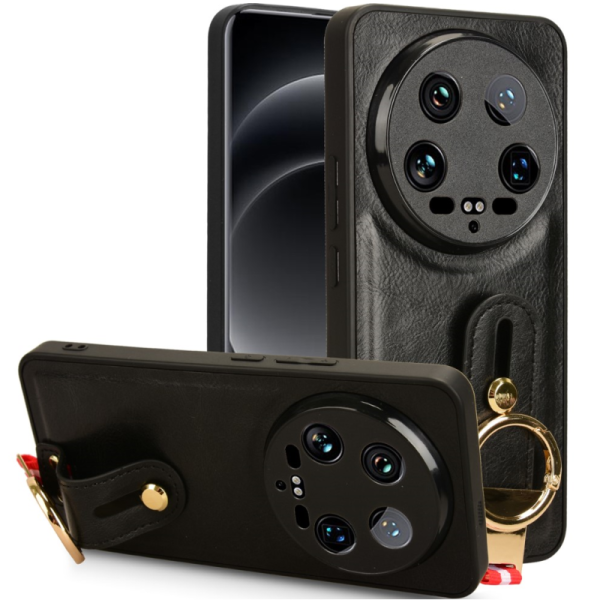 „Wristband“ Kickstand ādas apvalks - melns (Xiaomi 14 Ultra)