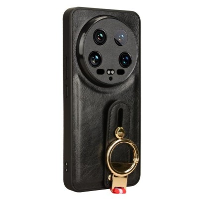 Xiaomi 14 Ultra „Wristband“ Kickstand melns ādas apvalks | Vacins.lv