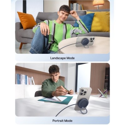 Baseus Simple Mini4 magnētiskais uzlādes statīvs Qi2 bezvadu kompaktais lādētājs - melns (15W) | Vacins.lv