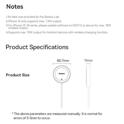 Baseus Simple Mini4 magnētiskais uzlādes statīvs Qi2 bezvadu kompaktais lādētājs - melns (15W) | Vacins.lv