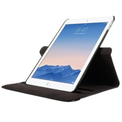 Apple iPad Air 2 solidus atverčiamas juodas odinis dėklas (360°) - stovas / Priedai.lt