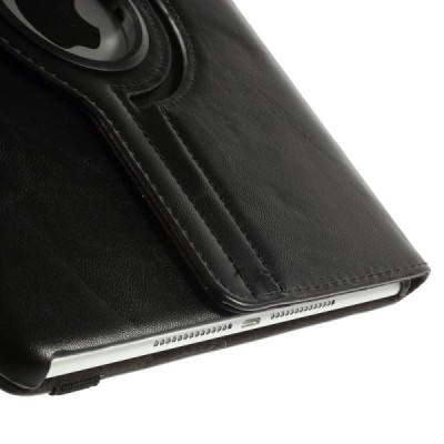 Apple iPad Air 2 solidus atverčiamas juodas odinis dėklas (360°) - stovas / Priedai.lt