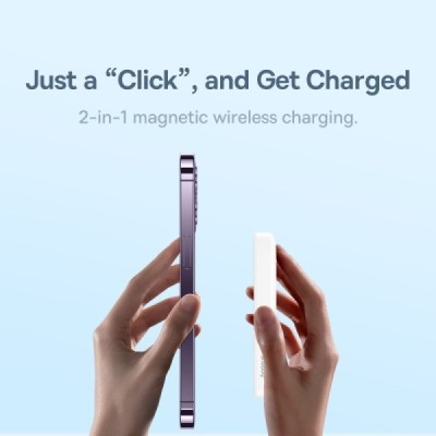 "Baseus" Magnetic Mini Air MagSafe PowerBank ārējais akumulators — balts (6000 mAh, 20W) | Vacins.lv