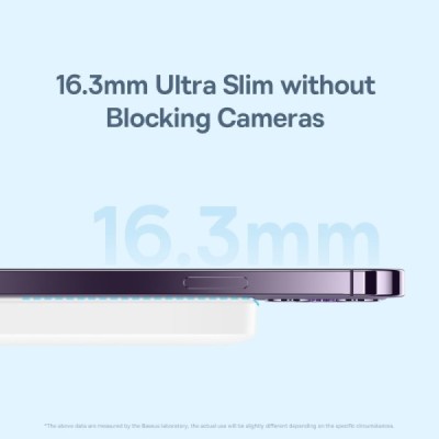 "Baseus" Magnetic Mini Air MagSafe PowerBank ārējais akumulators — balts (6000 mAh, 20W) | Vacins.lv