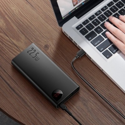 „Baseus“ Adaman Metal Fast Charge Power Bank išorinė baterija - juoda (20000 mAh, 22.5W) | Priedai.LT