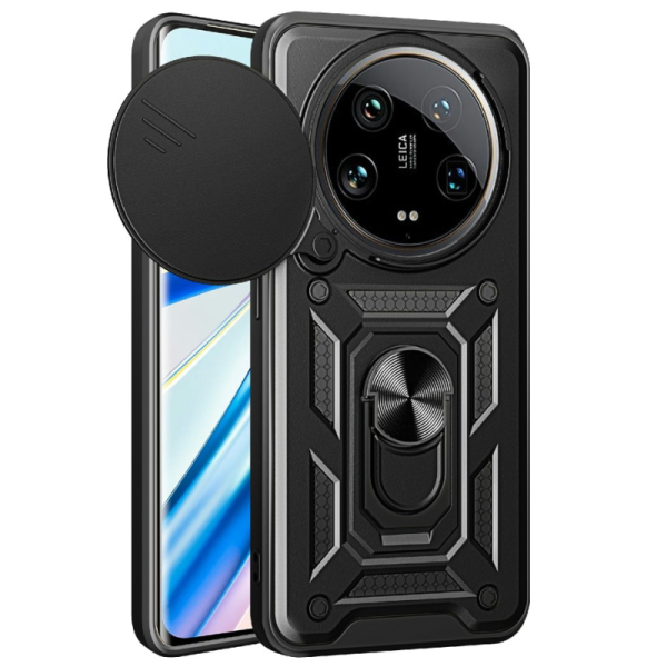 "Mozhi" Kickstand pastiprinātas aizsardzības apvalks - melns (Xiaomi 14 Ultra)