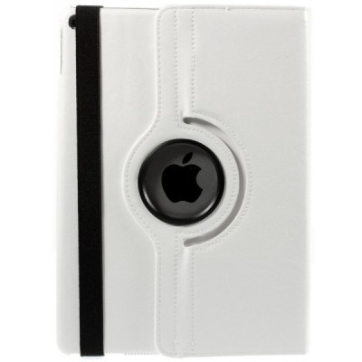 Apple iPad Air 2 solīds atvēramais balts ādas futrālis (360°) - statīvs / Vacins.lv