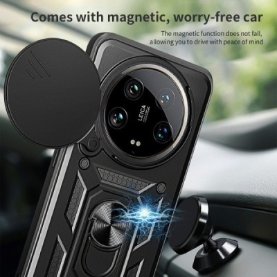 Xiaomi 14 Ultra "Kickstand" pastiprinātas aizsardzības melns apvalks | Vacins.lv