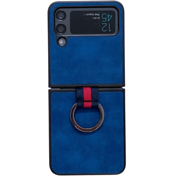 "Kadem" Ring Kickstand cieta plastmasa apvalks - zils (Galaxy Z Flip4)
