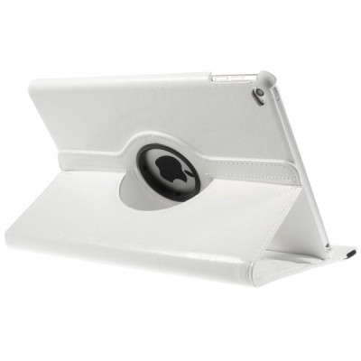 Apple iPad Air 2 solīds atvēramais balts ādas futrālis (360°) - statīvs / Vacins.lv