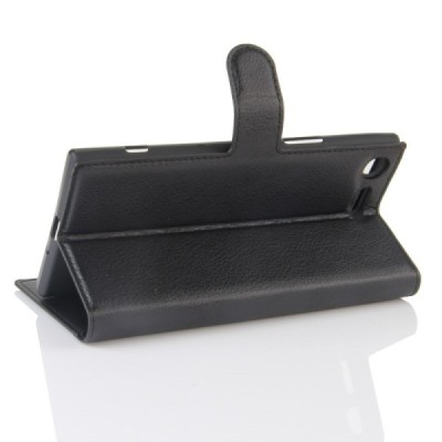 Sony Xperia XZ Premium Binfen Litchi atverčiamas juodas odinis dėklas - piniginė | Priedai.lt