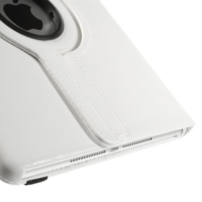 Apple iPad Air 2 solīds atvēramais balts ādas futrālis (360°) - statīvs / Vacins.lv