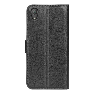 Sony Xperia XA1 Binfen Litchi atvēramais melns maciņš - maks | Vacins.lv