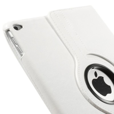 Apple iPad Air 2 solīds atvēramais balts ādas futrālis (360°) - statīvs / Vacins.lv