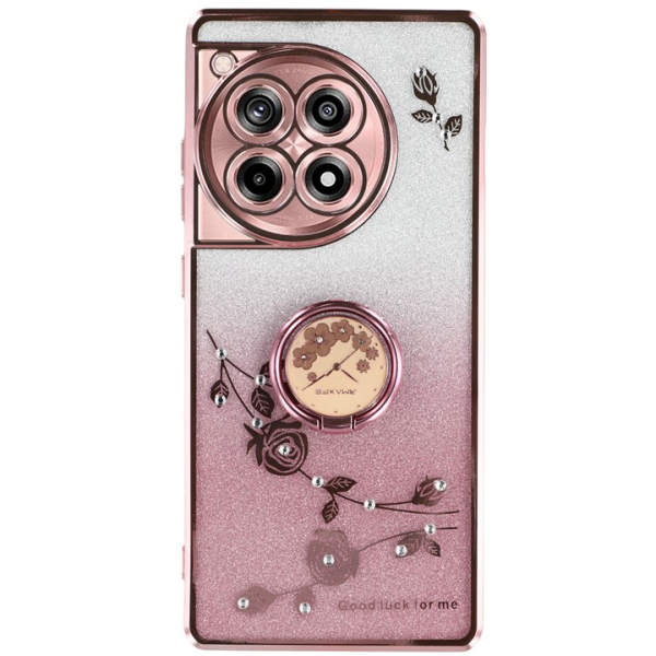 "Kadem" Ring Kickstand cieta silikona (TPU) apvalks - rozs (OnePlus 12R / Ace 3)