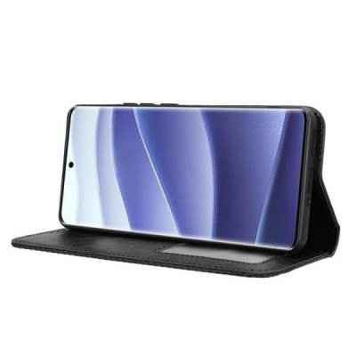 Xiaomi Redmi Note 14 Pro (Pro+) 5G (Poco X7 5G) Vintage melns ādas atvērams maciņš ar magnetu | Vacins.lv