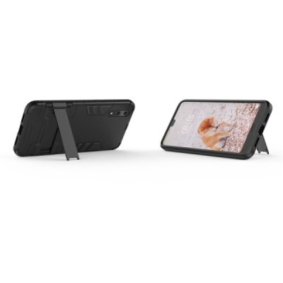 Huawei P20 „Kickstand“ pastiprinātas aizsardzības melns apvalks | Vacins.lv