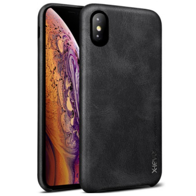 „X-Level“ Vintage Apple iPhone X (iPhone Xs) melns ādas apvalks | Vacins.lv