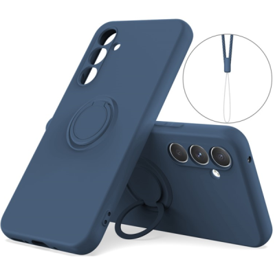 Samsung Galaxy A55 "Dechen" Ring Kickstand kieto silikono (TPU) dėklas - mėlynas | Priedai.lt