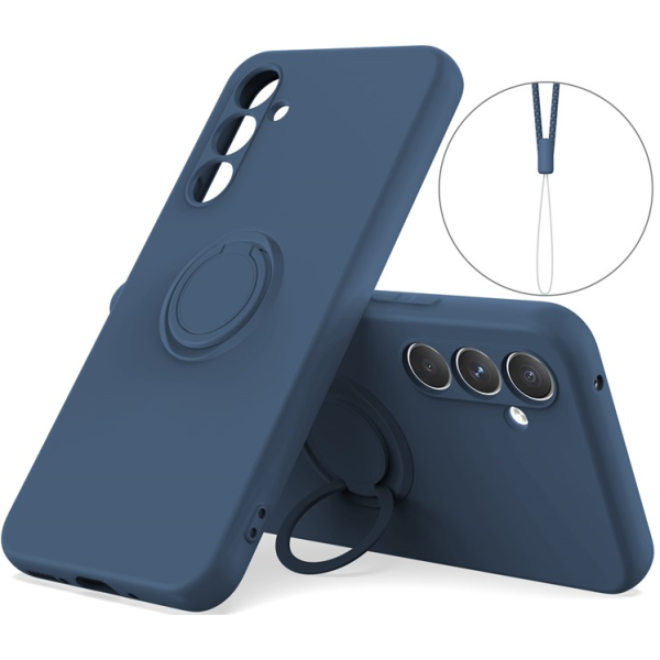 „Dechen“ Ring Kickstand kieto silikono (TPU) dėklas - mėlynas (Galaxy A55)