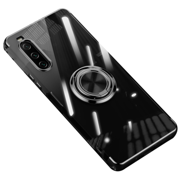 „Fashion“ Kickstand cieta silikona (TPU) apvalks - dzidrs / melns (Xperia 10 V)