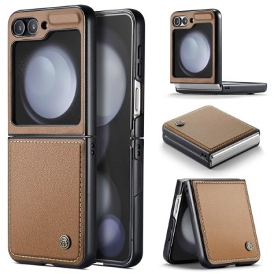 Samsung Galaxy Flip7 FE / Flip6 „CaseMe“ Leather brūns plastika apvalks | vacins.lv
