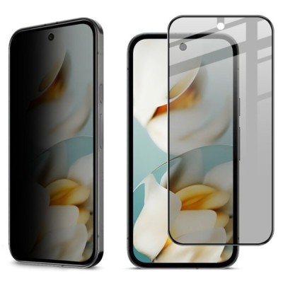 Google Pixel 9a „IMAK“ Tempered Glass privatumo sustiprintos apsaugos juodas pilnai dengiantis apsauginis ekrano stiklas | Pried