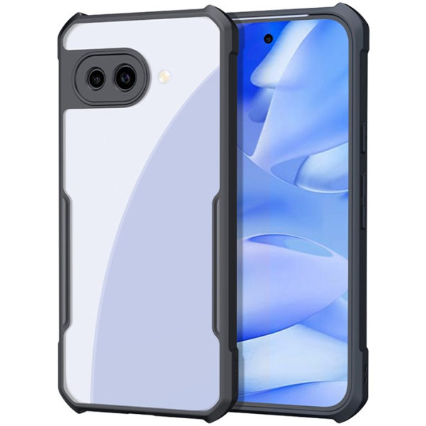 "XUNDD" cieta silikona (TPU) akrils apvalks - dzidrs / melns (Pixel 9a)