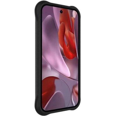 Google Pixel 9a "Imak" pastiprinātas aizsardzības Airbag cieta silikona matēta (TPU) melns vāciņš | Vacins.lv