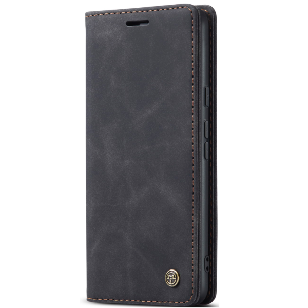 "CaseMe" Retro solīds atvēramais ādas maciņš - melns (Pixel 9a)