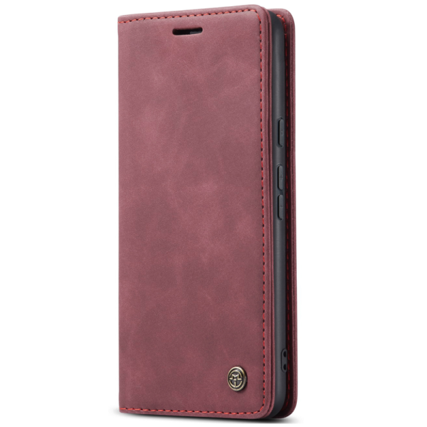 "CaseMe" Retro solīds atvēramais ādas maciņš - bordo (Pixel 9a)