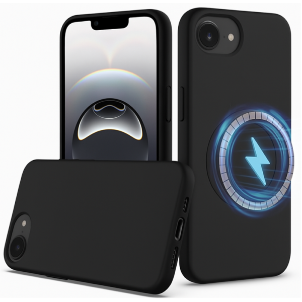 "Shell" MagSafe cieta silikona (TPU) apvalks - melns (iPhone 17e / 16e)