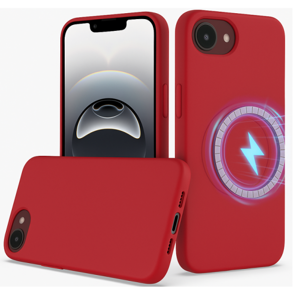 "Shell" MagSafe cieta silikona (TPU) apvalks - sarkans (iPhone 17e / 16e)