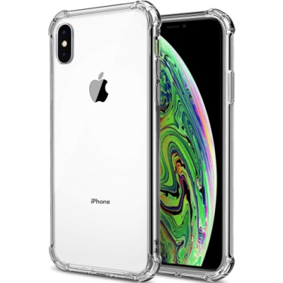 Apple iPhone X (iPhone Xs) sustiprintos apsaugos kieto silikono TPU skaidrus dėklas - nugarėlė | Priedai.lt