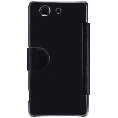 Nillkin Fresh Sony Xperia Z3 Compact (mini) atverčiamas juodas odinis dėklas - knygutė / Priedai.lt