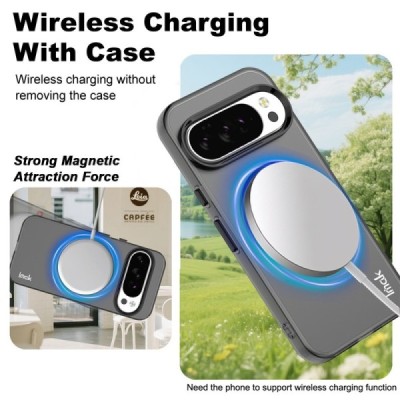 Google Pixel 10 Pro XL "IMAK" Candy MagSafe matēts cieta silikona (TPU) apvalks - melns | vacins.lv