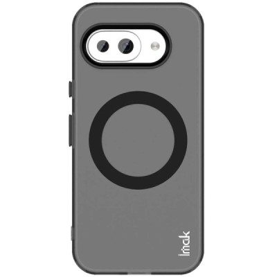 Google Pixel 9a "IMAK" Candy MagSafe matēts cieta silikona (TPU) apvalks - melns | vacins.lv