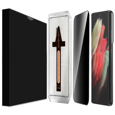 Samsung Galaxy S21 Ultra „Leyong“ Tempered Glass privatumo sustiprintos apsaugos juodas pilnai dengiantis apsauginis ekrano stik