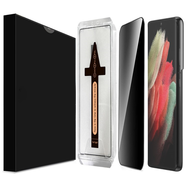 "Leyong" Tempered Glass melns ekrāna aizsargstikls (1 gab.) ar rāmi - privāta (Galaxy S21 Ultra)