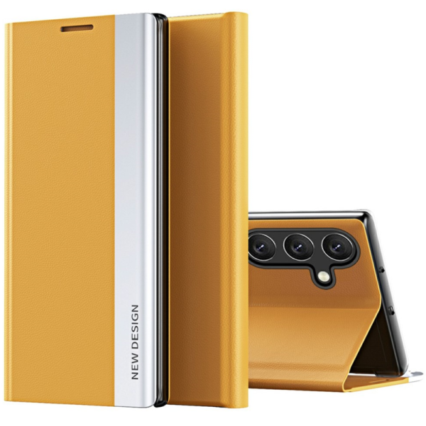 "Baoshi" Side Line atvērams maciņš - dzeltens (Galaxy S25)