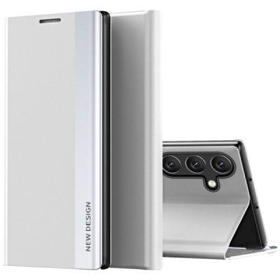 Samsung Galaxy S25 Baoshi Ultra Side Line pilkas plastikinis atverčiamas dėklas - knygutė | Priedai.lt