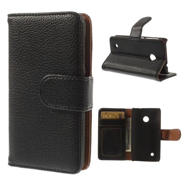 „Litchi“ atvēramais futrālis - melns (Lumia 530)