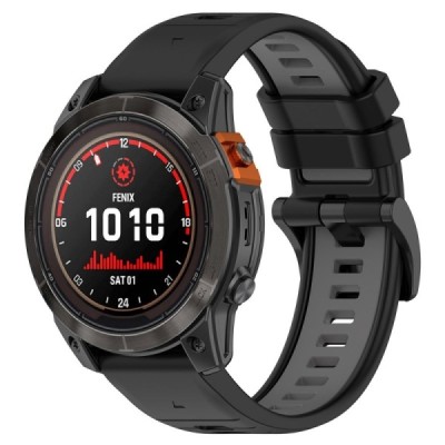Wave išmaniojo laikrodžio Garmin Fenix 7 / 7 Pro / 6 / 6 Pro kieto silikono (TPU) juoda apyrankė | Priedai.lt