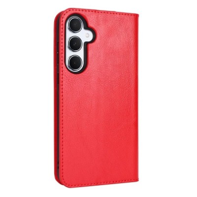 Samsung Galaxy A55 Solīds sarkans ādas atvērams maciņš | Vacins.lv