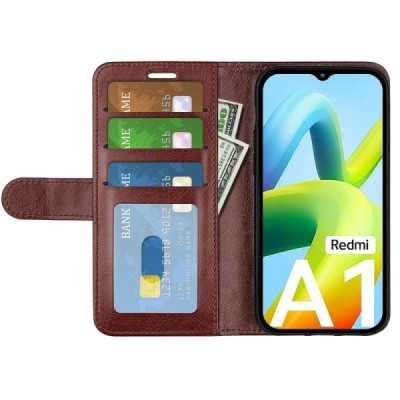 Xiaomi Redmi A2 (Redmi A1) atvēramais ādas brūns maciņš (maks) | Vacins.lv