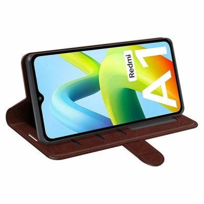 Xiaomi Redmi A2 (Redmi A1) atvēramais ādas brūns maciņš (maks) | Vacins.lv